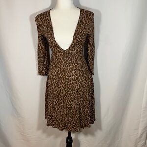 Urban Outfitters Cheetah Print V-Neck Midi Dress NWT